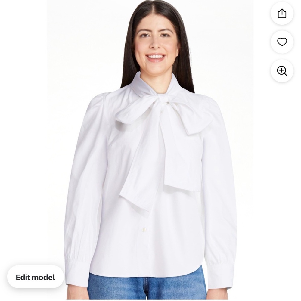 Elegant White Bow Tie Women's Blouse